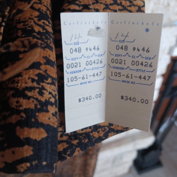 Baron Peters 100% silk dress longsleeve snakeskin size 14 vintage 80s nwt $340 - Picture 5 of 10